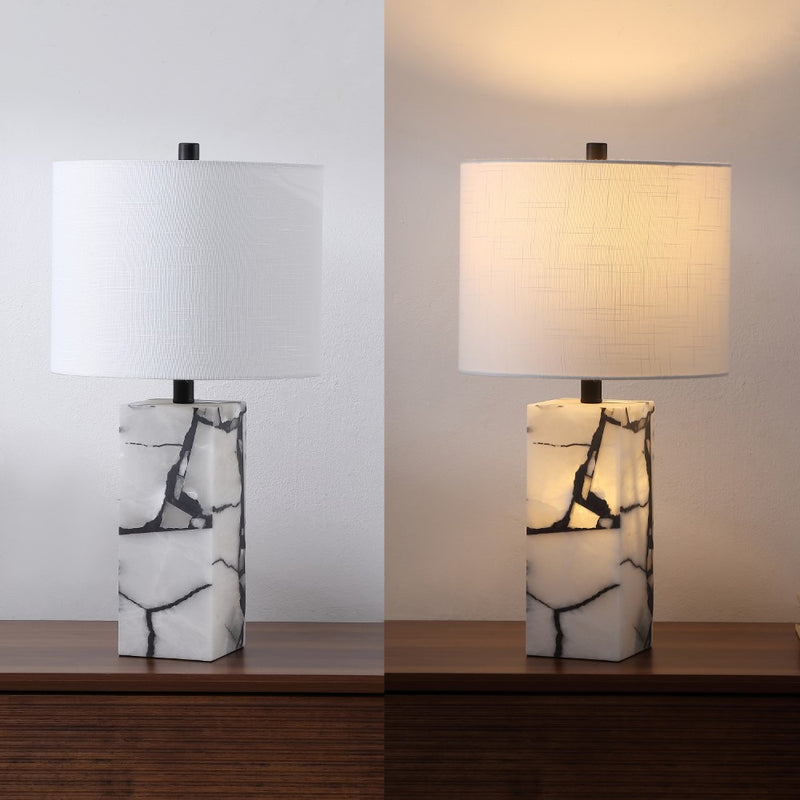 Elizabeth 24.25" Contemporary Coastal Alabaster LED Table Lamp with Body Night Light
