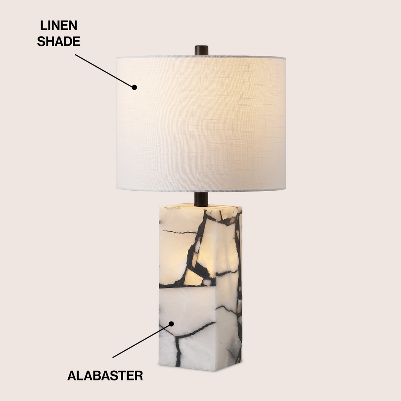 Elizabeth 24.25" Contemporary Coastal Alabaster LED Table Lamp with Body Night Light