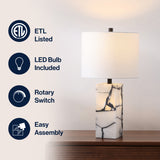 Elizabeth 24.25" Contemporary Coastal Alabaster LED Table Lamp with Body Night Light
