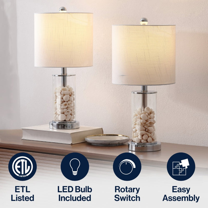 Amner 20.5" Glass Modern Contemporary Fillable Glass LED Table Lamp