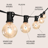 Indoor/Outdoor 25 ft. Contemporary Rustic Incandescent G40 Bistro Globe Bulb String Lights