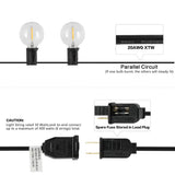 Indoor/Outdoor 25 ft. Contemporary Rustic Incandescent G40 Bistro Globe Bulb String Lights