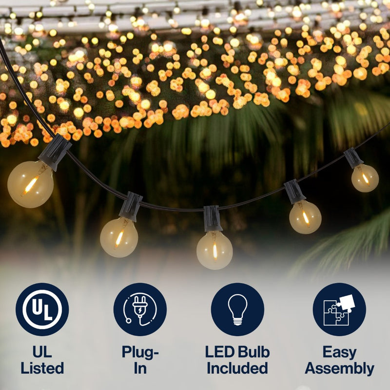 Indoor/Outdoor 25 ft. Contemporary Rustic Incandescent G40 Bistro Globe Bulb String Lights