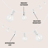 Indoor/Outdoor 25 ft. Contemporary Rustic Incandescent G40 Bistro Globe Bulb String Lights