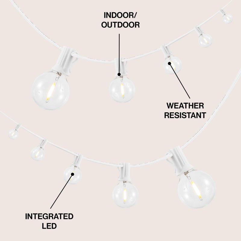 Indoor/Outdoor 25 ft. Contemporary Rustic Incandescent G40 Bistro Globe Bulb String Lights