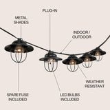 Indoor/Outdoor 10 ft. Rustic Farmhouse Incandescent G40 Metal Cage Shade String Lights