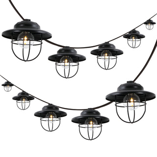 Indoor/Outdoor 10 ft. Rustic Farmhouse Incandescent G40 Metal Cage Shade String Lights