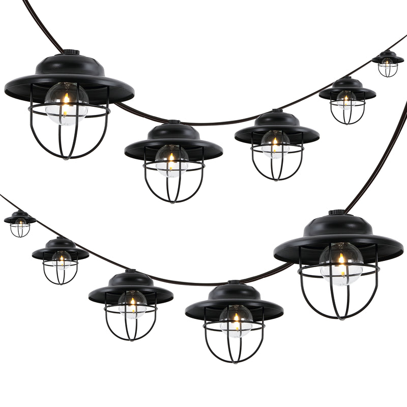 Indoor/Outdoor 10 ft. Rustic Farmhouse Incandescent G40 Metal Cage Shade String Lights