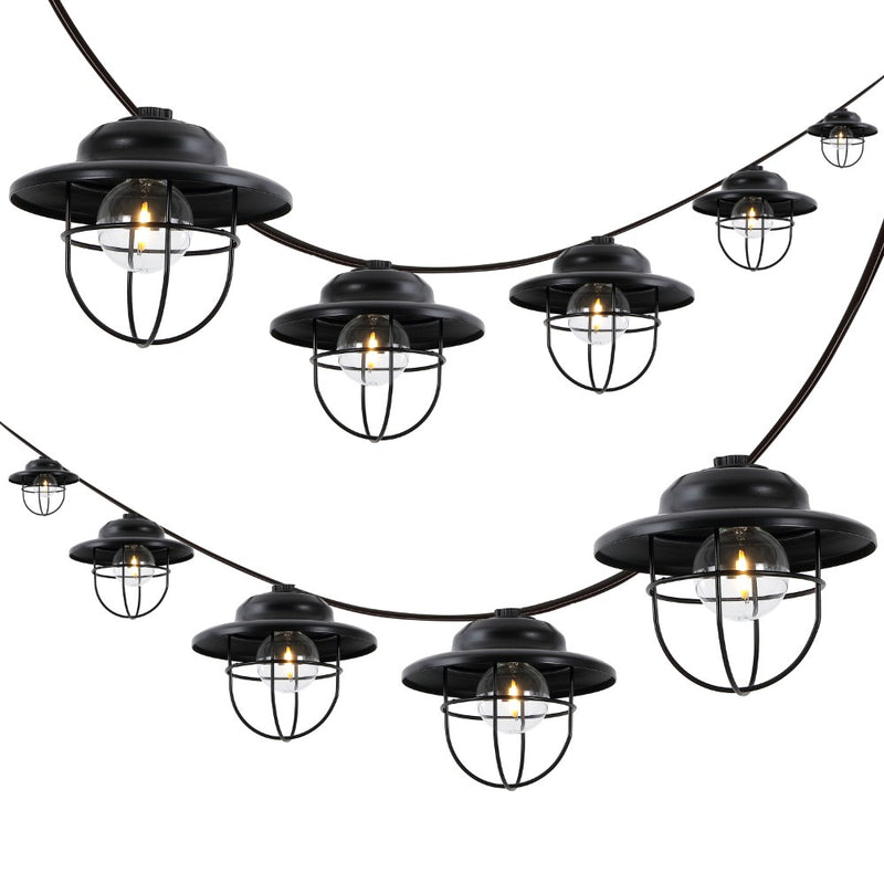 Indoor/Outdoor 10 ft. Rustic Farmhouse Incandescent G40 Metal Cage Shade String Lights