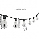 10-Light Indoor/Outdoor 10 ft. Rustic Industrial ST38 Clear Bulb String Lights Black – DIM