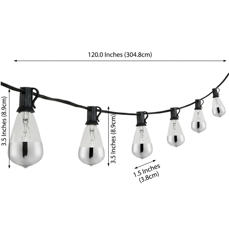 10-Light Indoor/Outdoor 10 ft. Rustic Industrial ST38 Clear Bulb String Lights Black – DIM