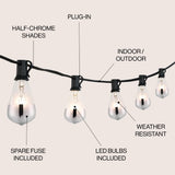 10-Light Indoor/Outdoor 10 ft. Rustic Industrial ST38 Clear Bulb String Lights