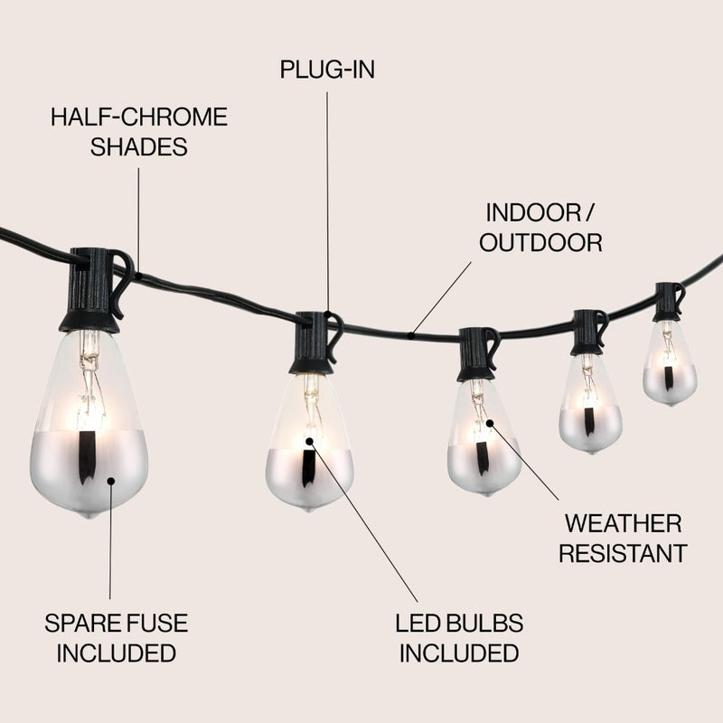 10-Light Indoor/Outdoor 10 ft. Rustic Industrial ST38 Clear Bulb String Lights