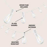 10-Light Indoor/Outdoor 10 ft. Rustic Industrial ST38 Clear Bulb String Lights
