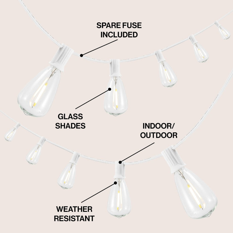 10-Light Indoor/Outdoor 10 ft. Rustic Industrial ST38 Clear Bulb String Lights