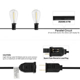 10-Light Indoor/Outdoor 10 ft. Rustic Industrial ST38 Clear Bulb String Lights