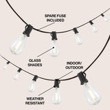10-Light Indoor/Outdoor 10 ft. Rustic Industrial ST38 Clear Bulb String Lights