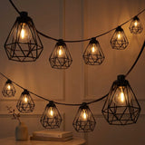 Indoor/Outdoor 10 ft. Contemporary Transitional Incandescent G40 Diamond Cage String Lights Black – AI-ON