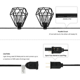 Indoor/Outdoor 10 ft. Contemporary Transitional Incandescent G40 Diamond Cage String Lights