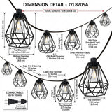 Indoor/Outdoor 10 ft. Contemporary Transitional Incandescent G40 Diamond Cage String Lights Black – DIM