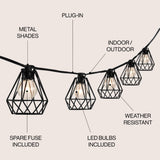 Indoor/Outdoor 10 ft. Contemporary Transitional Incandescent G40 Diamond Cage String Lights
