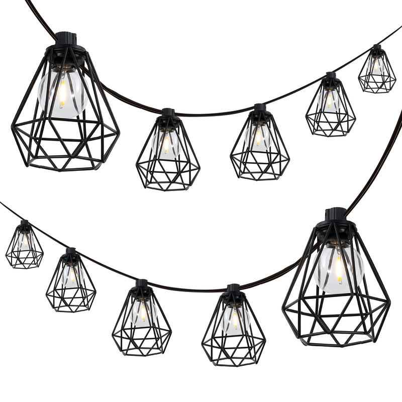 Indoor/Outdoor 10 ft. Contemporary Transitional Incandescent G40 Diamond Cage String Lights