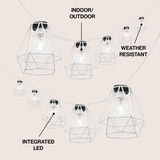 Indoor/Outdoor 10 ft. Contemporary Transitional Incandescent G40 Diamond Cage String Lights