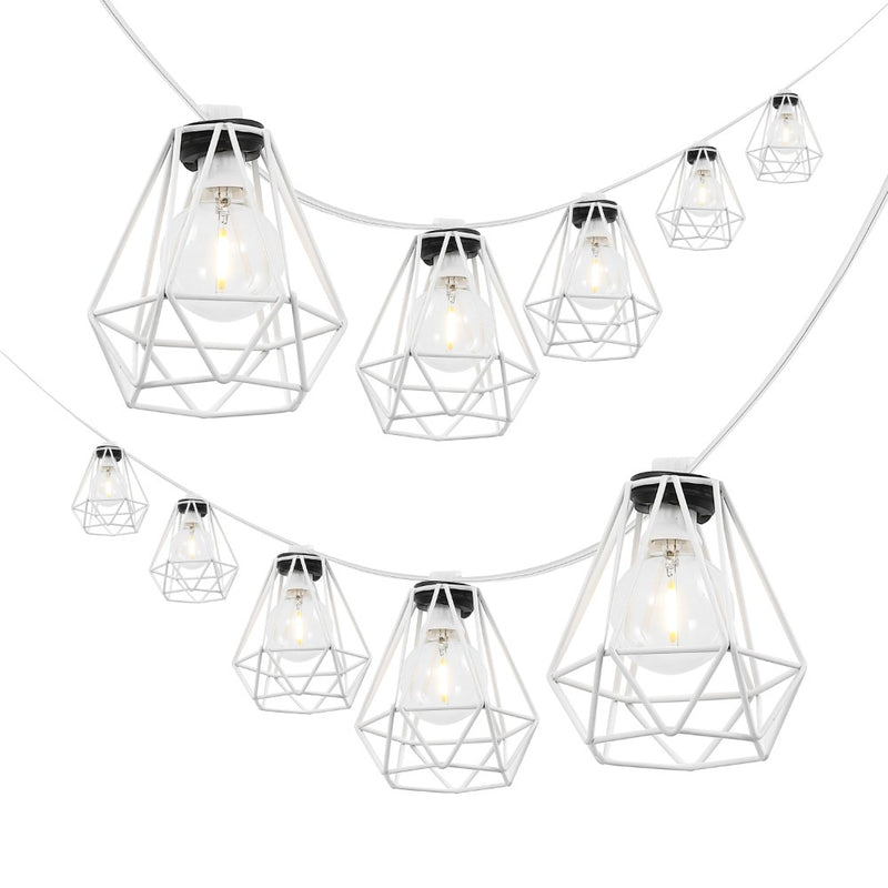 Indoor/Outdoor 10 ft. Contemporary Transitional Incandescent G40 Diamond Cage String Lights