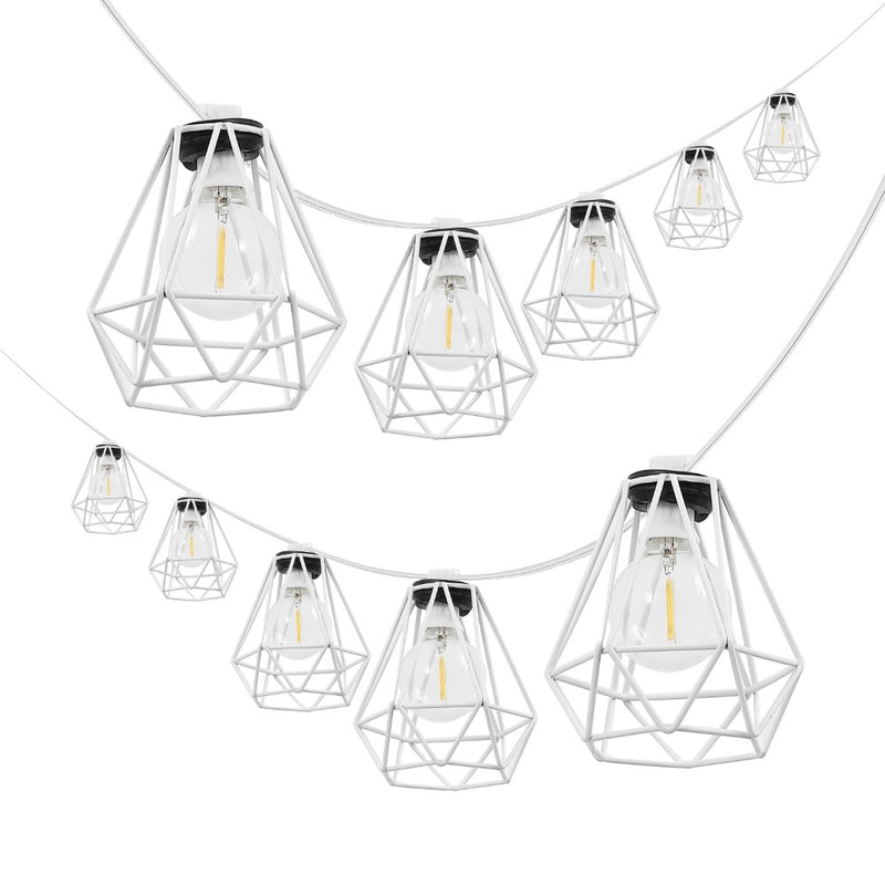 Indoor/Outdoor 10 ft. Contemporary Transitional Incandescent G40 Diamond Cage String Lights