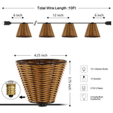 Payton 10-Light Indoor/Outdoor 10 ft. Classic Cottage Incandescent G40 Faux-Rattan Shaded String Lights