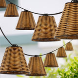 Payton 10-Light Indoor/Outdoor 10 ft. Classic Cottage Incandescent G40 Faux-Rattan Shaded String Lights