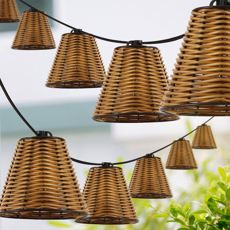 Payton 10-Light Indoor/Outdoor 10 ft. Classic Cottage Incandescent G40 Faux-Rattan Shaded String Lights