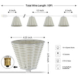 Payton 10-Light Indoor/Outdoor 10 ft. Classic Cottage Incandescent G40 Faux-Rattan Shaded String Lights