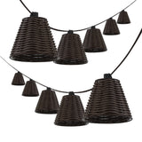 Payton 10-Light Indoor/Outdoor 10 ft. Classic Cottage Incandescent G40 Faux-Rattan Shaded String Lights
