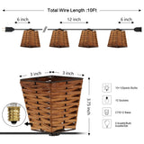 Quinn 10-Light Indoor/Outdoor 10 ft. Classic Vintage Incandescent G40 Square Bamboo Shaded String Lights - JONATHAN Y