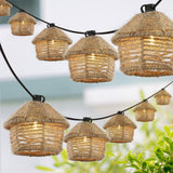 Maui 10-Light Indoor/Outdoor 10 ft. Mid-Century Vintage Incandescent G40 Tiki Hut Hemp Rope Shaded String Lights - JONATHAN Y