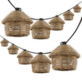 Maui 10-Light Indoor/Outdoor 10 ft. Mid-Century Vintage Incandescent G40 Tiki Hut Hemp Rope Shaded String Lights - JONATHAN Y