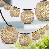 Oahu 10-Light Indoor/Outdoor 10 ft. Rustic Coastal Incandescent C7 Globe Hemp Rope Shaded String Lights - JONATHAN Y