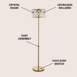 Elizabeth 60" Crystal/Metal LED Floor Lamp - JONATHAN Y