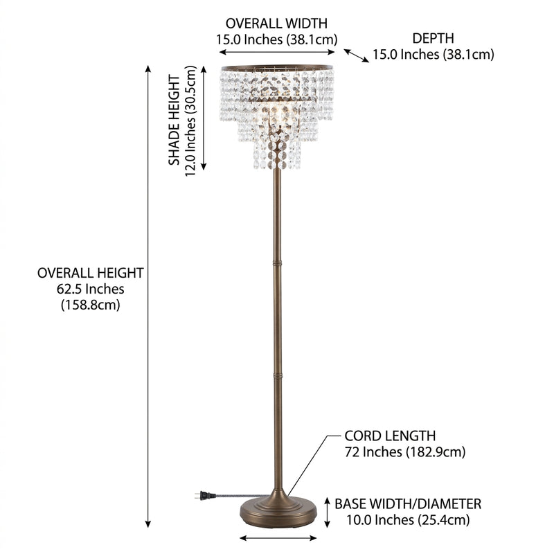 Juliette 60" Crystal/Metal Floor Lamp Bronze / Clear – DIM