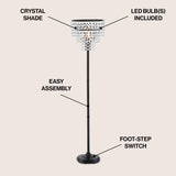 Juliette 60" Crystal/Metal Floor Lamp - JONATHAN Y