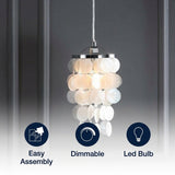 Cayla 7" Seashell LED Pendant White/Chrome – ICONS