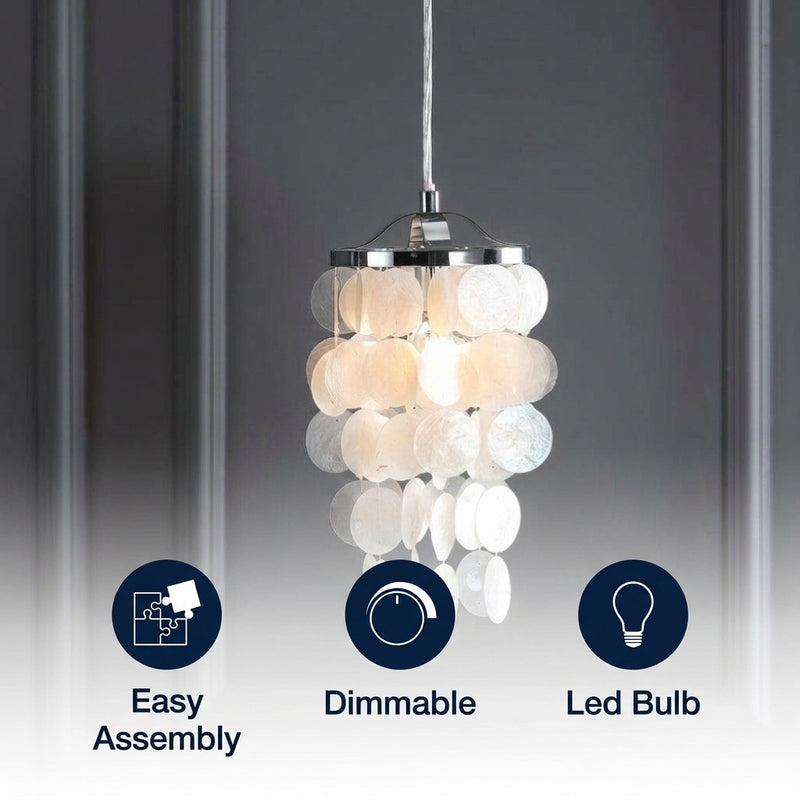 Cayla 7" Seashell LED Pendant White/Chrome – ICONS