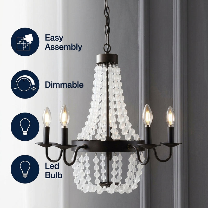 Nova 21.5" Acrylic Beaded LED Chandelier Bronze/Clear / 5 Sockets – ICONS