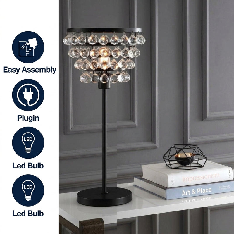 Buckingham 25" Crystal/Metal Table Lamp Bronze/Clear – ICONS