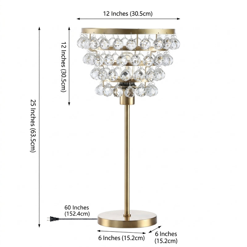 Buckingham 25" Crystal/Metal Table Lamp Brass Gold/Clear – DIM