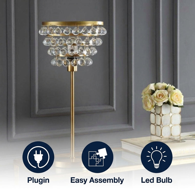 Buckingham 25" Crystal/Metal Table Lamp Brass Gold/Clear – ICONS