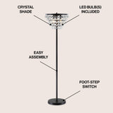 Jemma 60" Crystal/Metal LED Floor Lamp - JONATHAN Y