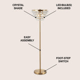Jemma 60" Crystal/Metal LED Floor Lamp - JONATHAN Y