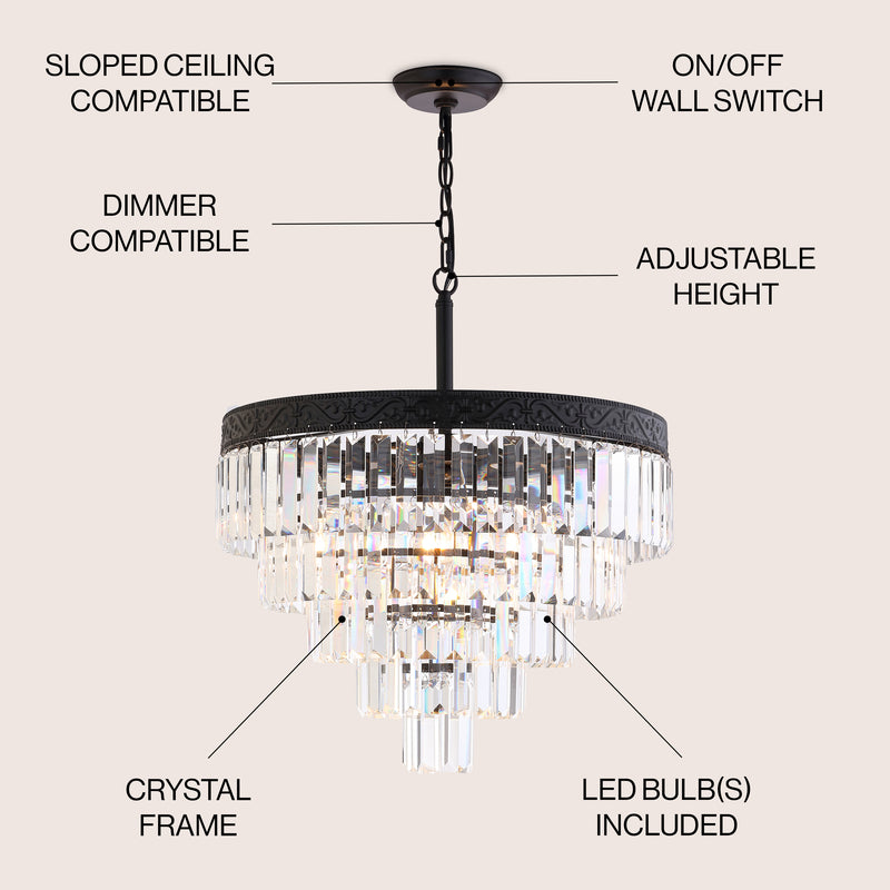 Wyatt 12" Crystal LED Chandelier